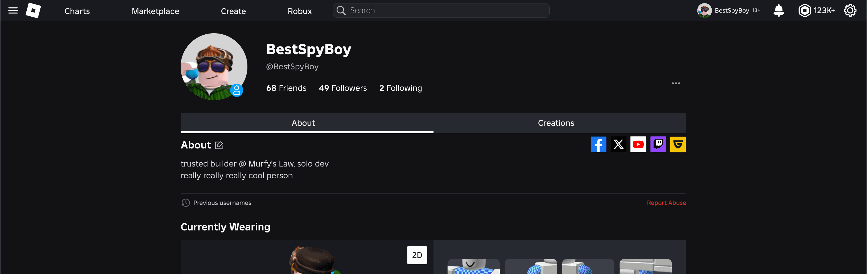 a screenshot showing the roblox interface with its default styling