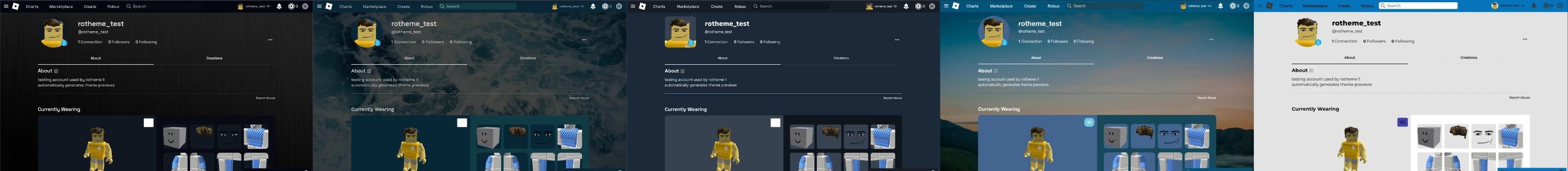 screenshots of various themes